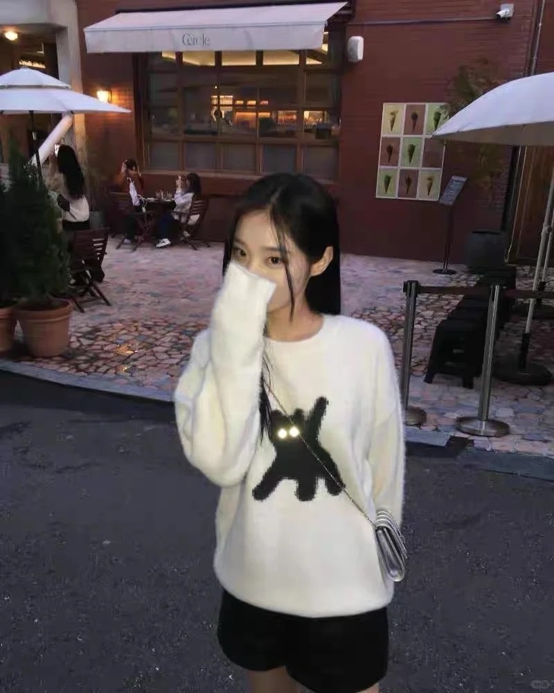 aeae FLASHED CATS ANGORA KNIT 閃光貓咪  針織毛衣 ( 短 版 )