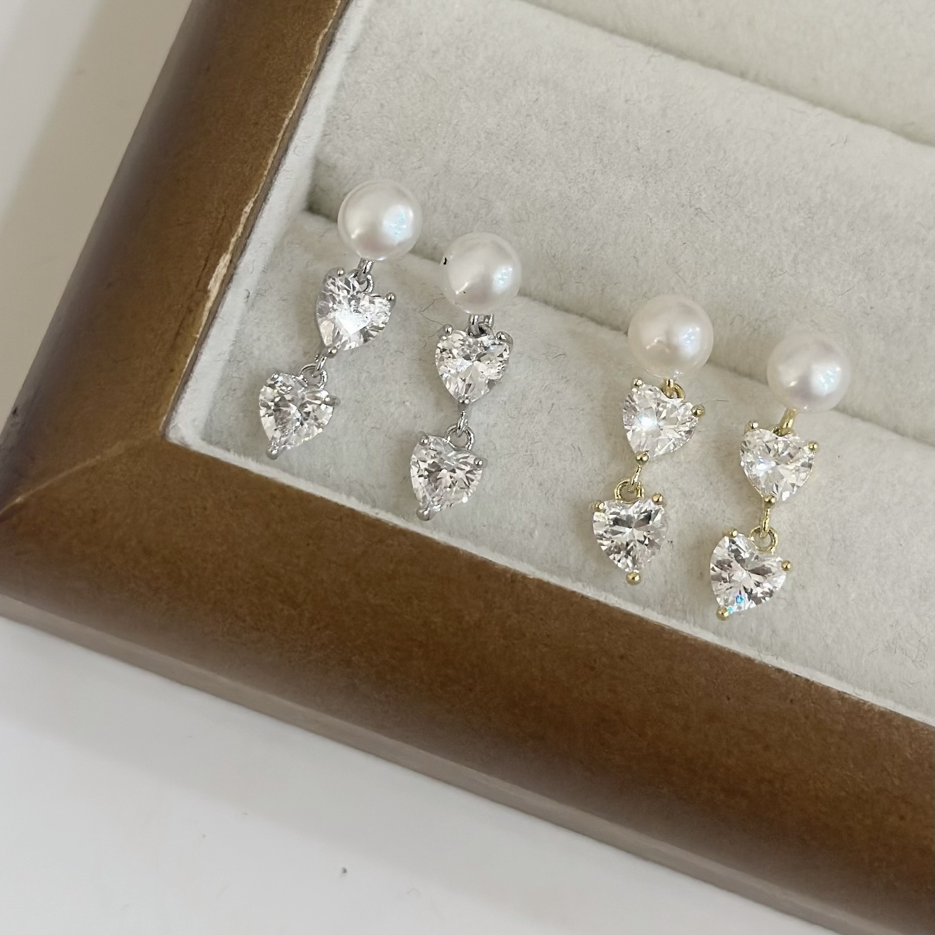 121珍珠愛心鑽垂吊