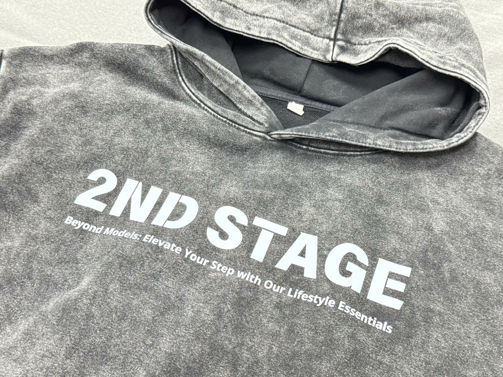 2nd Stage FADED WASHED HOODIE WASHED BLACK 洗水黑