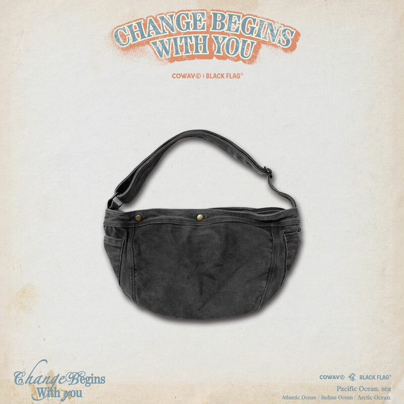 黑旗 BLACK FLAG x COWAVE NEWSBOY BAG 帆布 報童包 側背包【JBF24B001】