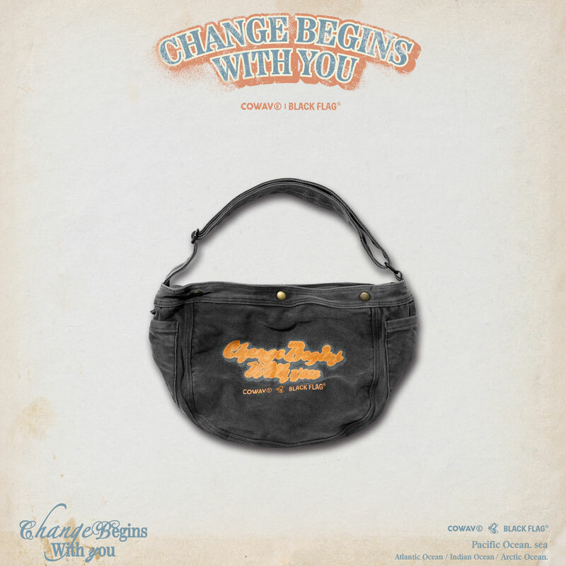 黑旗 BLACK FLAG x COWAVE NEWSBOY BAG 帆布 報童包 側背包【JBF24B001】