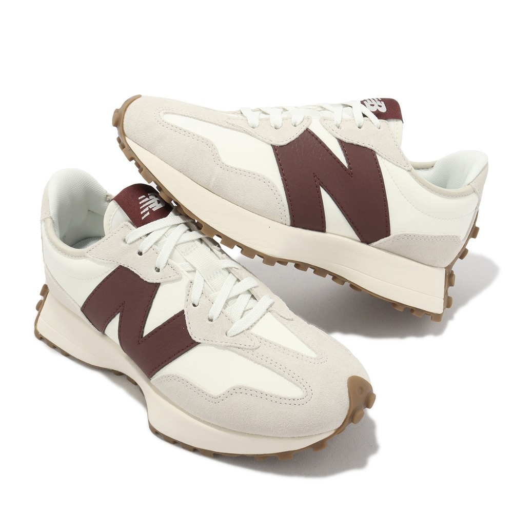 NEW BALANCE 327 WS327KA 奶油白 酒紅 皮革 麂皮 拼接 微增高 大N 韓系 女鞋