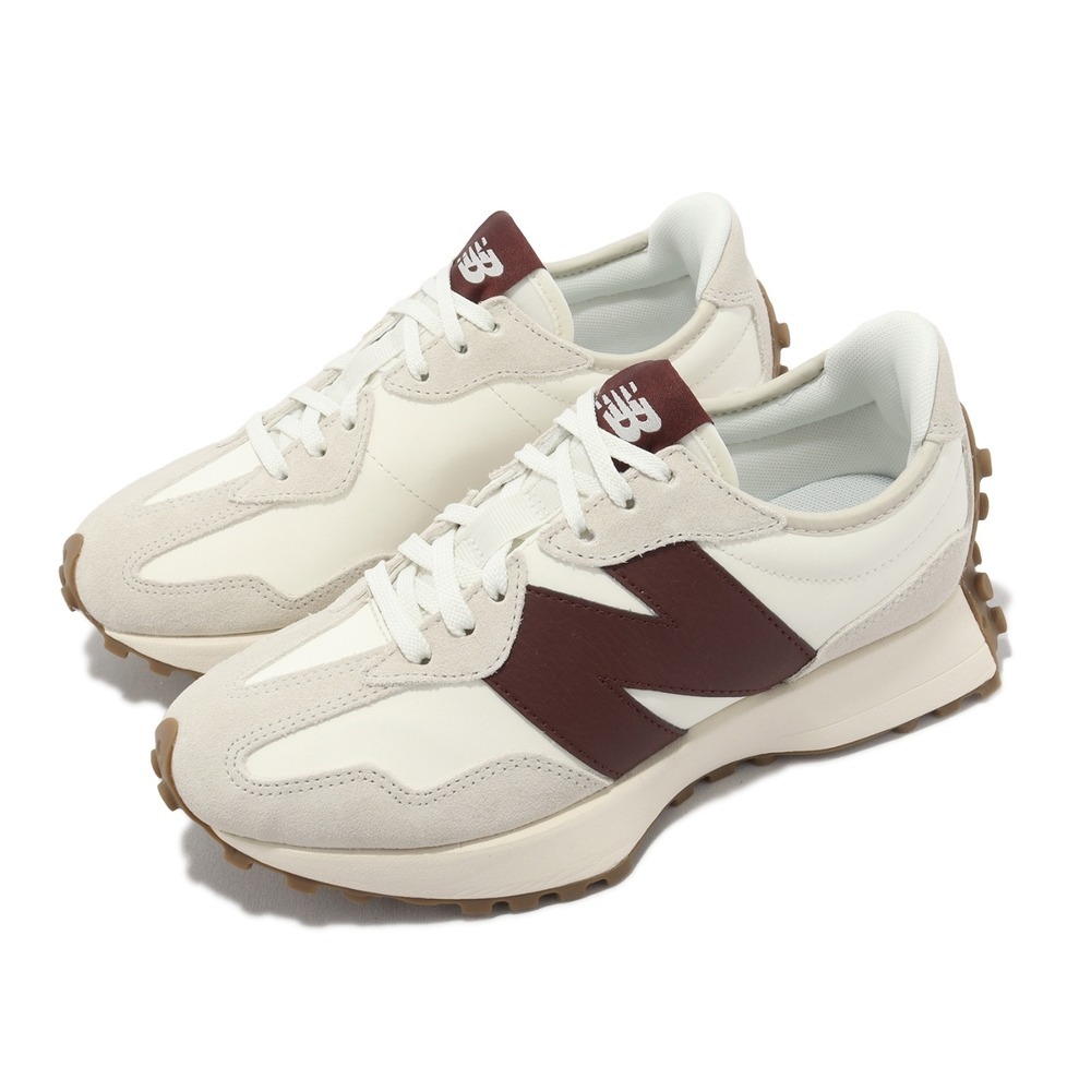 NEW BALANCE 327 WS327KA 奶油白 酒紅 皮革 麂皮 拼接 微增高 大N 韓系 女鞋