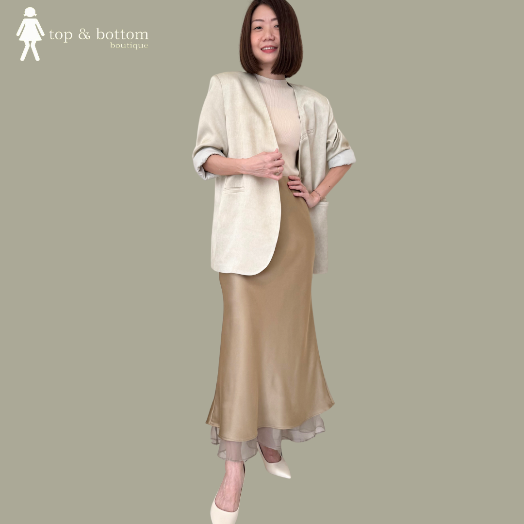 SATIN HIGH WAISTED PENCIL MIDI SKIRT