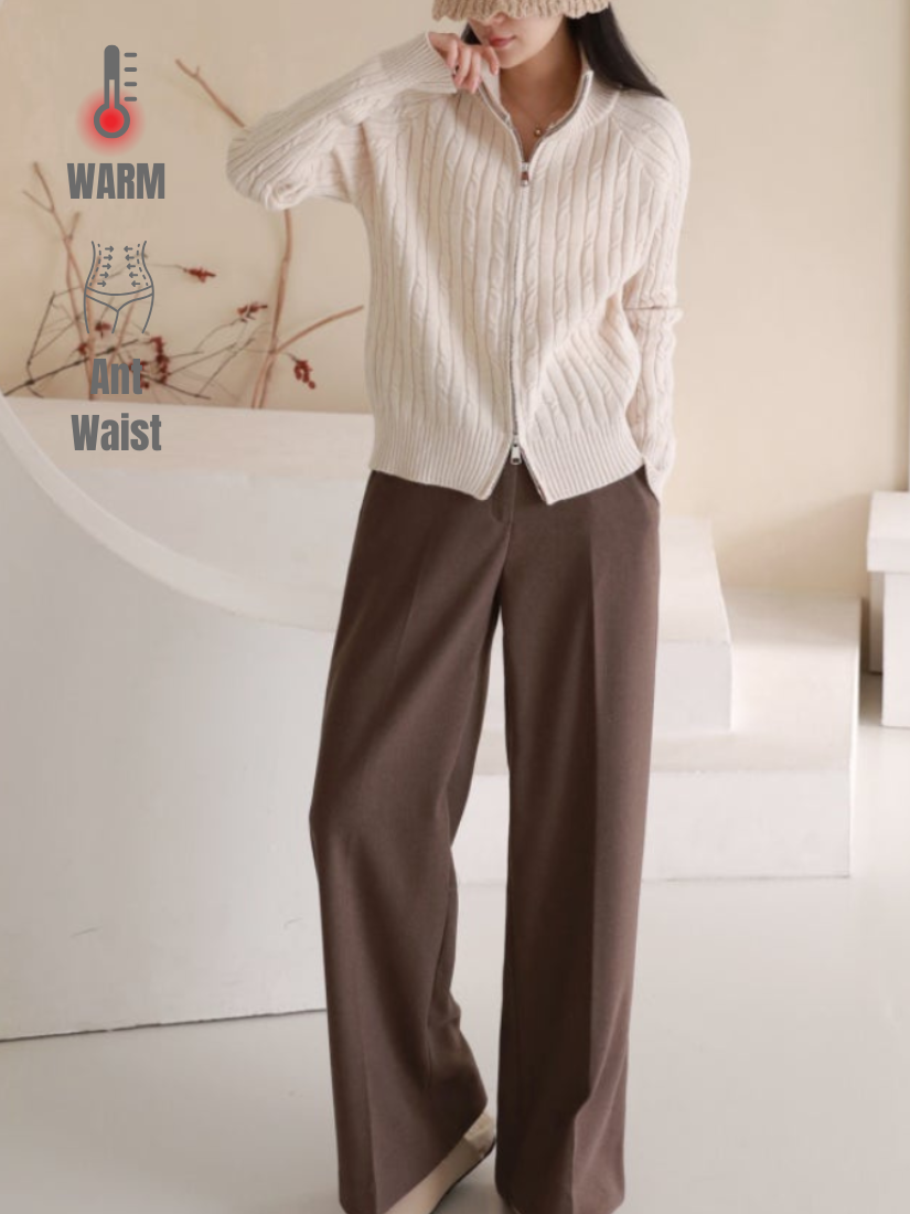 [現貨] 隱形腰帶溫暖質感寬褲 [ 3色 / S]