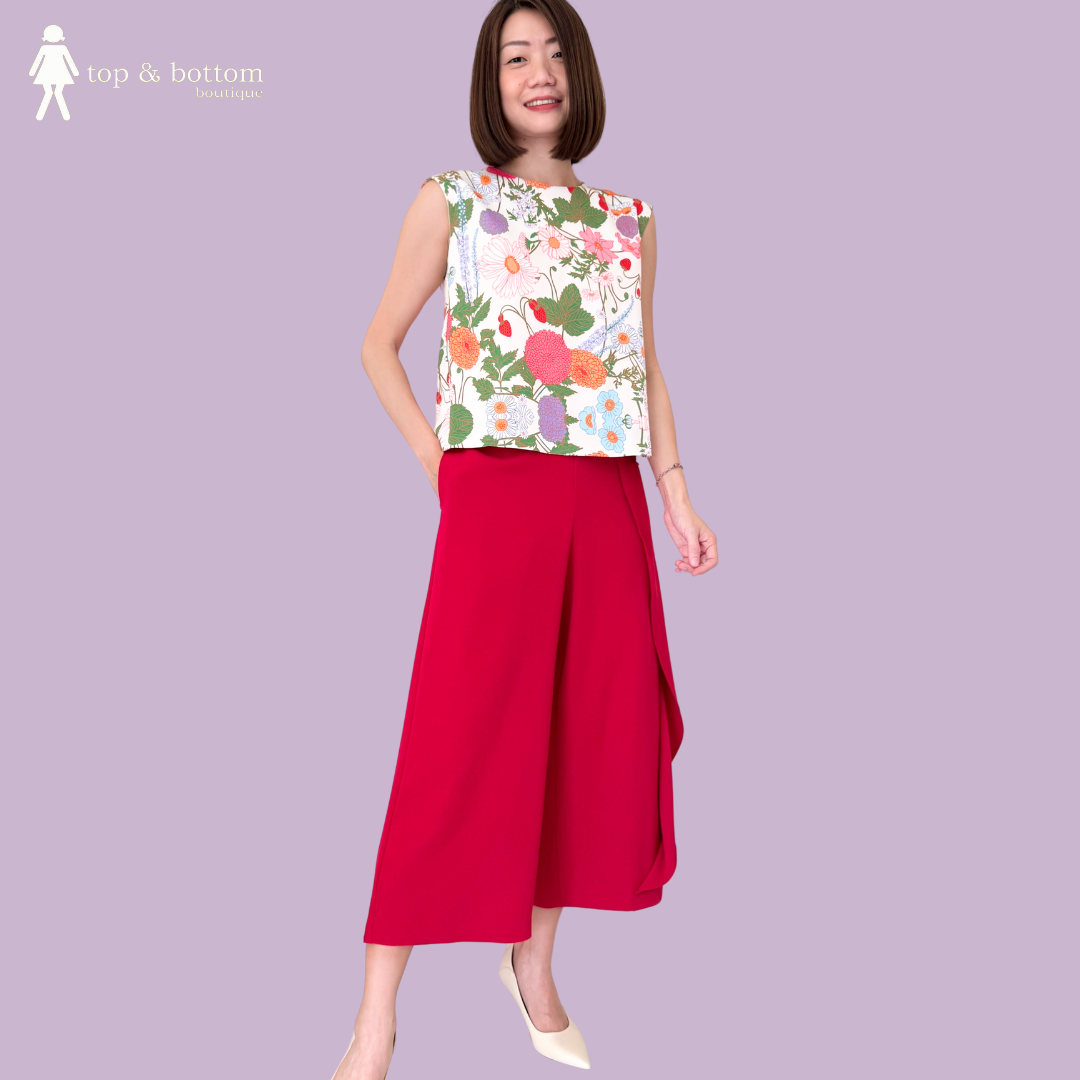 HIGH WAISTED RUFFLED SIDE WIDE LEG PANT