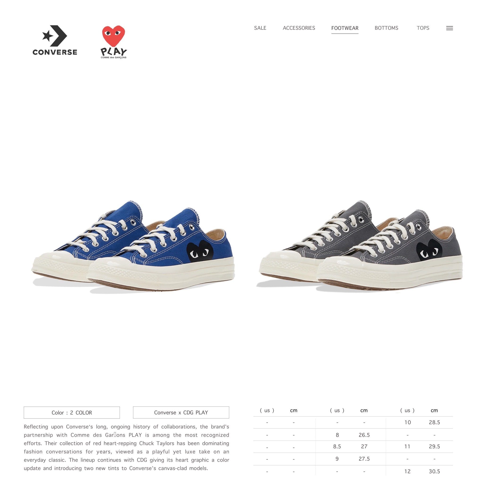 COMME DES GARÇONS PLAY X CONVERSE CHUCK 70