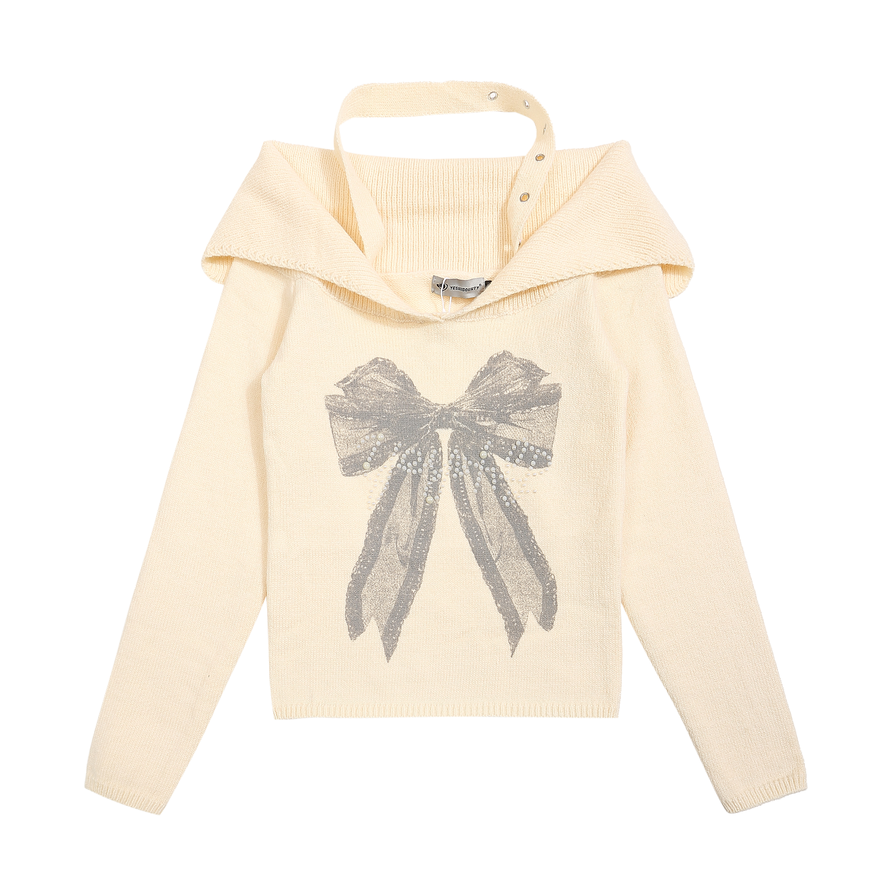 蝴蝶結翻領毛衣