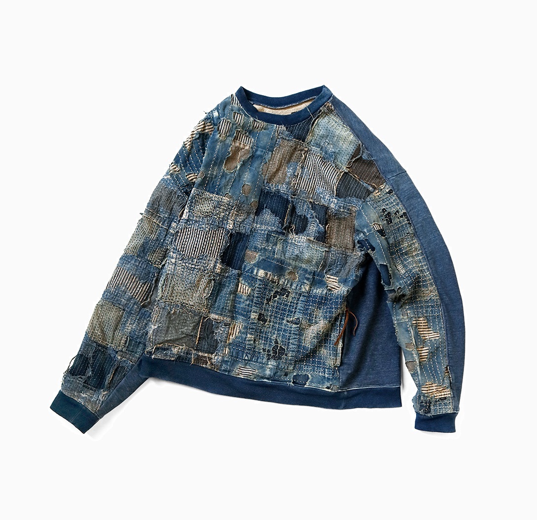 KAPITAL BORO x INDIGO FLEECE 2 TONE BIG SWEATER - PRE ORDER ITEM (預訂中)