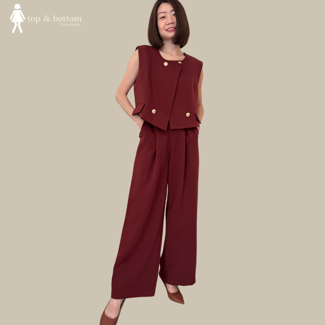 GOLD BUTTON VEST & LONG PANT SET SUIT (2 PCS)