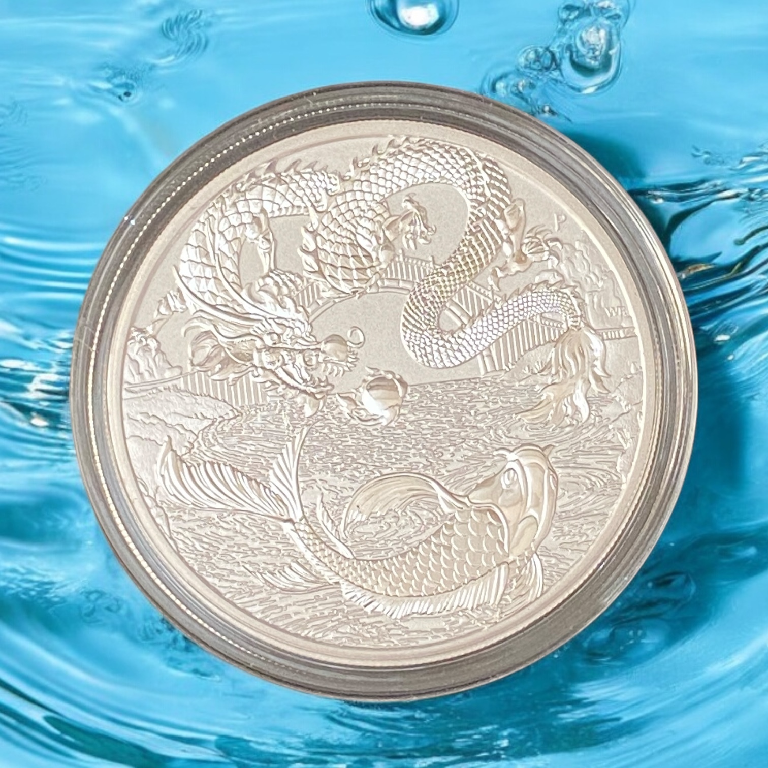 超逸品】2023年 赤龍&金鯉 1オンスカラー銀貨 純銀コイン