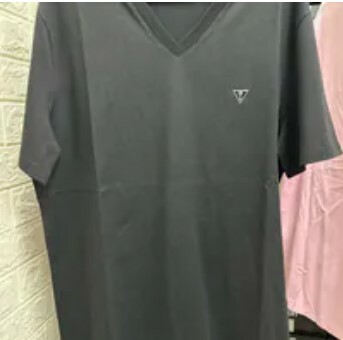 [S] GUESS UNISEX MINI TRIANGLE V-NECK SHORT SLEEVE T-SHIRT,BLACK, MO2K9483-BLK [FINAL SALE] (SGU602)