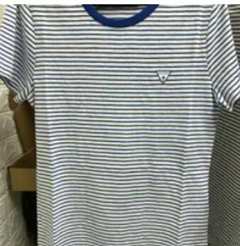 [S] GUESS WOMEN'S ORIGINAL MINI TRIANGLE SLUB SHORT SLEEVE T-SHIRT,BLUE, YO2K9481-BLU (SGU614)