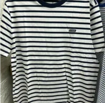 [S] GUESS ESSENTIAL SQUARE LOGO STRIPED SHORT SLEEVE T-SHIRT,WHITE, MO2K9485-WHT (SGU615)
