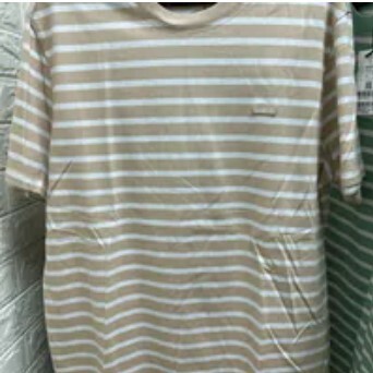 [S] GUESS ESSENTIAL SQUARE LOGO STRIPED SHORT SLEEVE T-SHIRT,BEIGE, MO2K9485-BEG (SGU616)