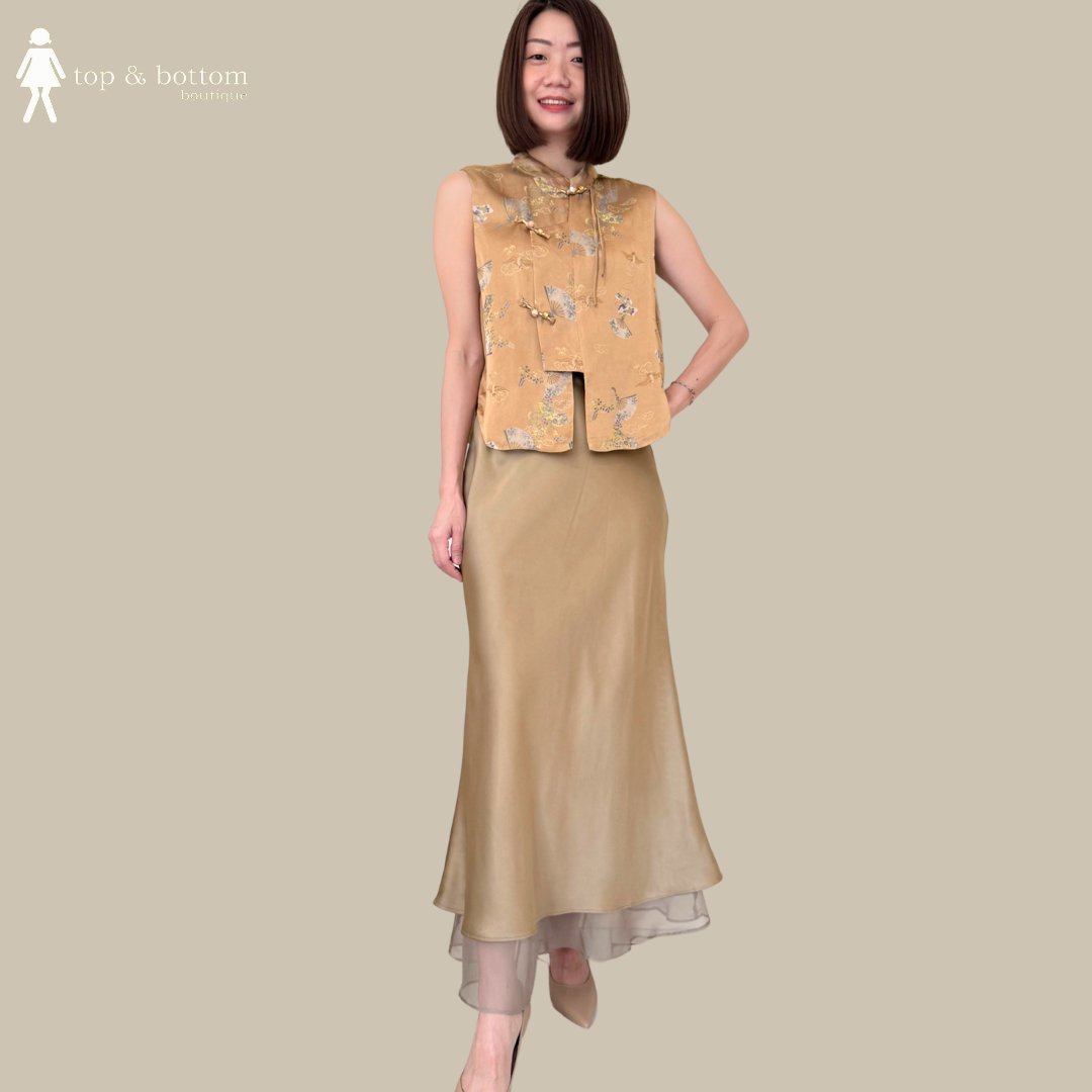 SATIN HIGH WAISTED PENCIL MIDI SKIRT