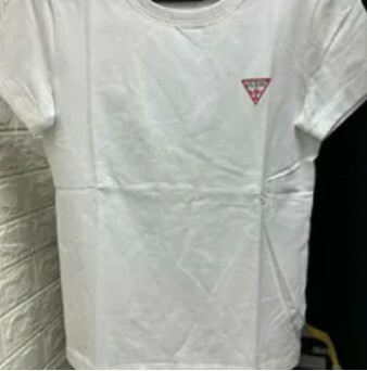 [S] GUESS ROUND NECK ORIGINAL TRIANLGE LOGO SHORT SLEEVE T-SHIRT,WHITE, YO2K9001-WHT (SGU623)