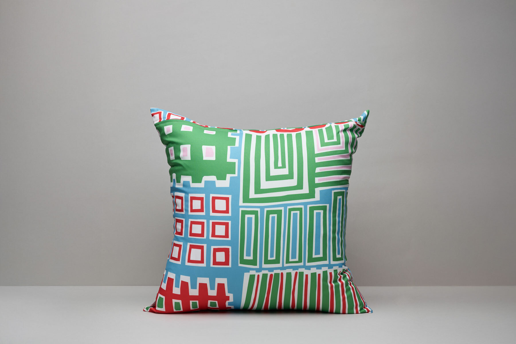 印花抱枕套 / 都更藍綠