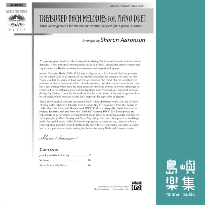 Treasured Bach Melodies for Piano Duet