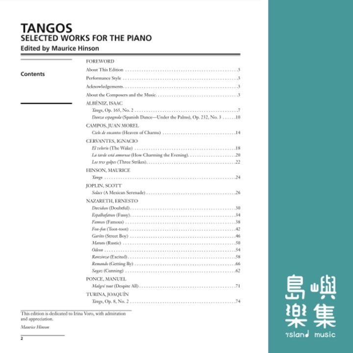 Tangos - Selected Works for the Piano