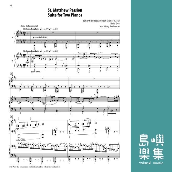 St. Matthew Passion Suite for Two Pianos