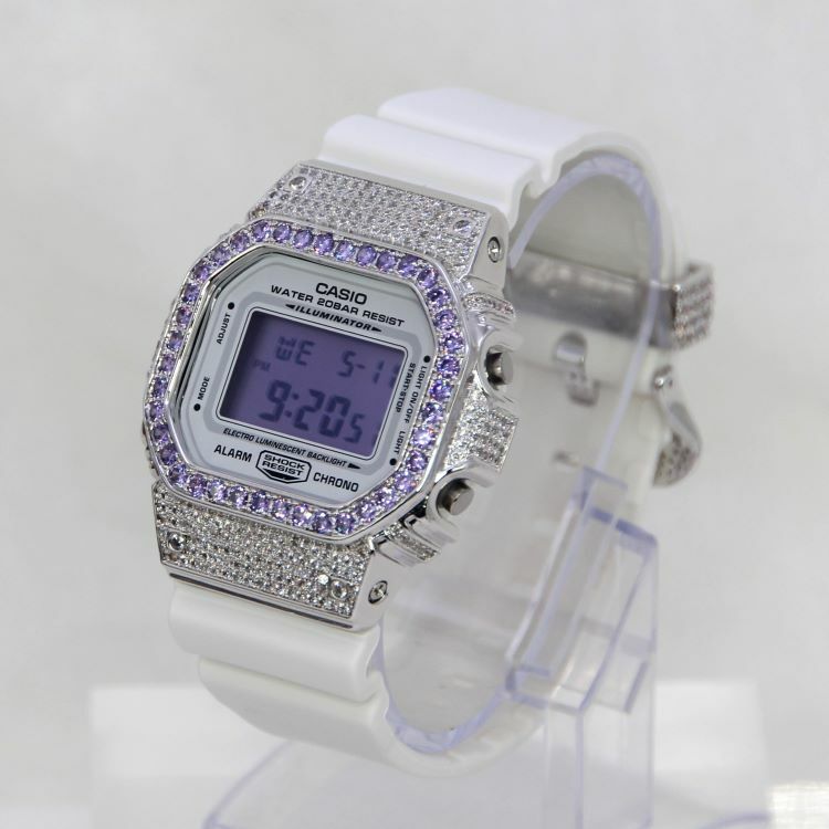 銀色 改裝手錶 DW-5600MW-7 (紫屏) - 經典紫圈