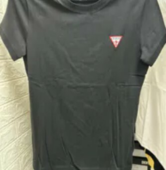 [S] GUESS ROUND NECK ORIGINAL TRIANLGE LOGO SHORT SLEEVE T-SHIRT,BLACK, YO2K9001-BLK (SGU630)