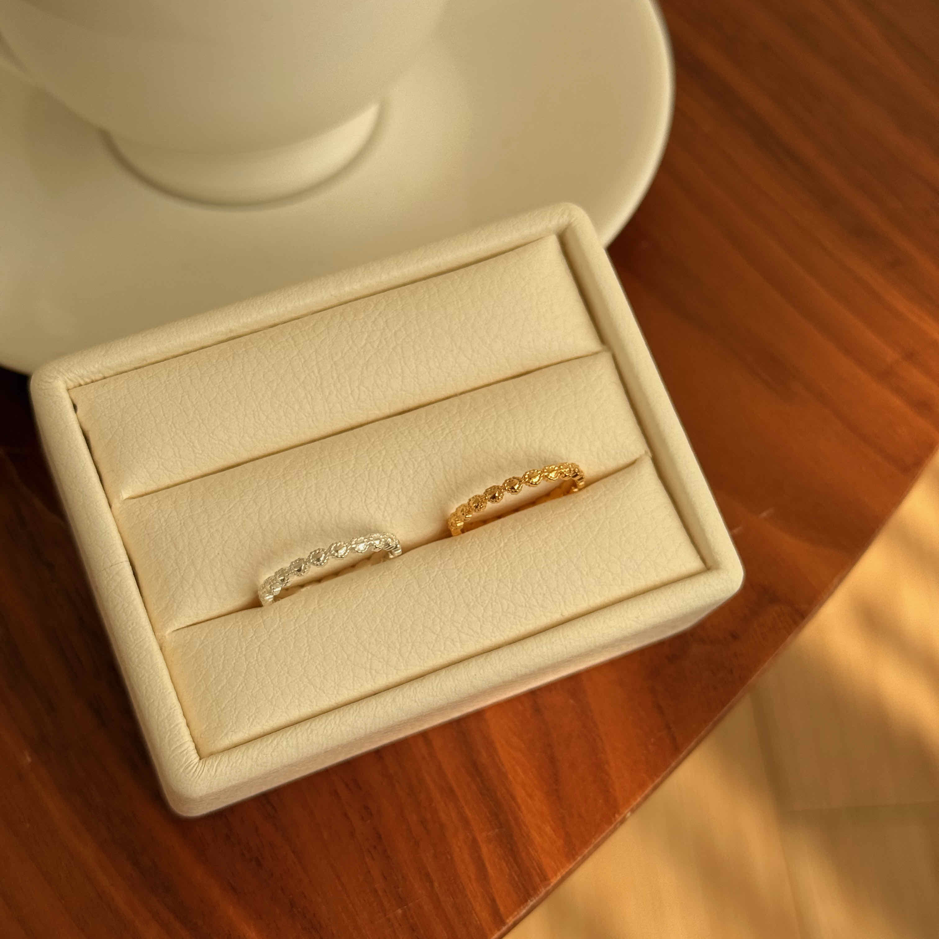 🇰🇷925 silver 花邊愛心串串戒指｜2 color