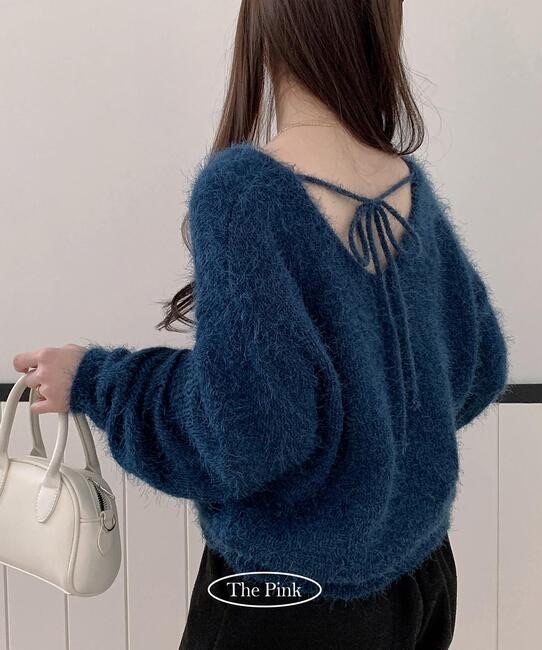 【優惠現貨】韓國馬海毛V領綁繩上衣（6色）