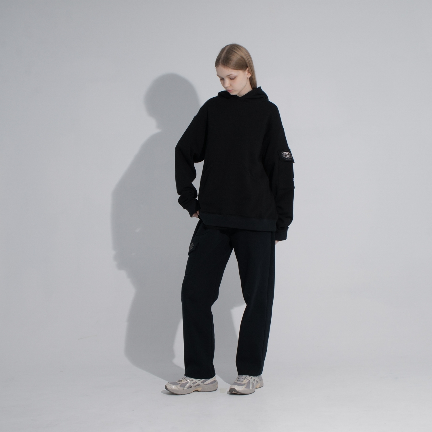 反光矚目連帽衛衣-黑