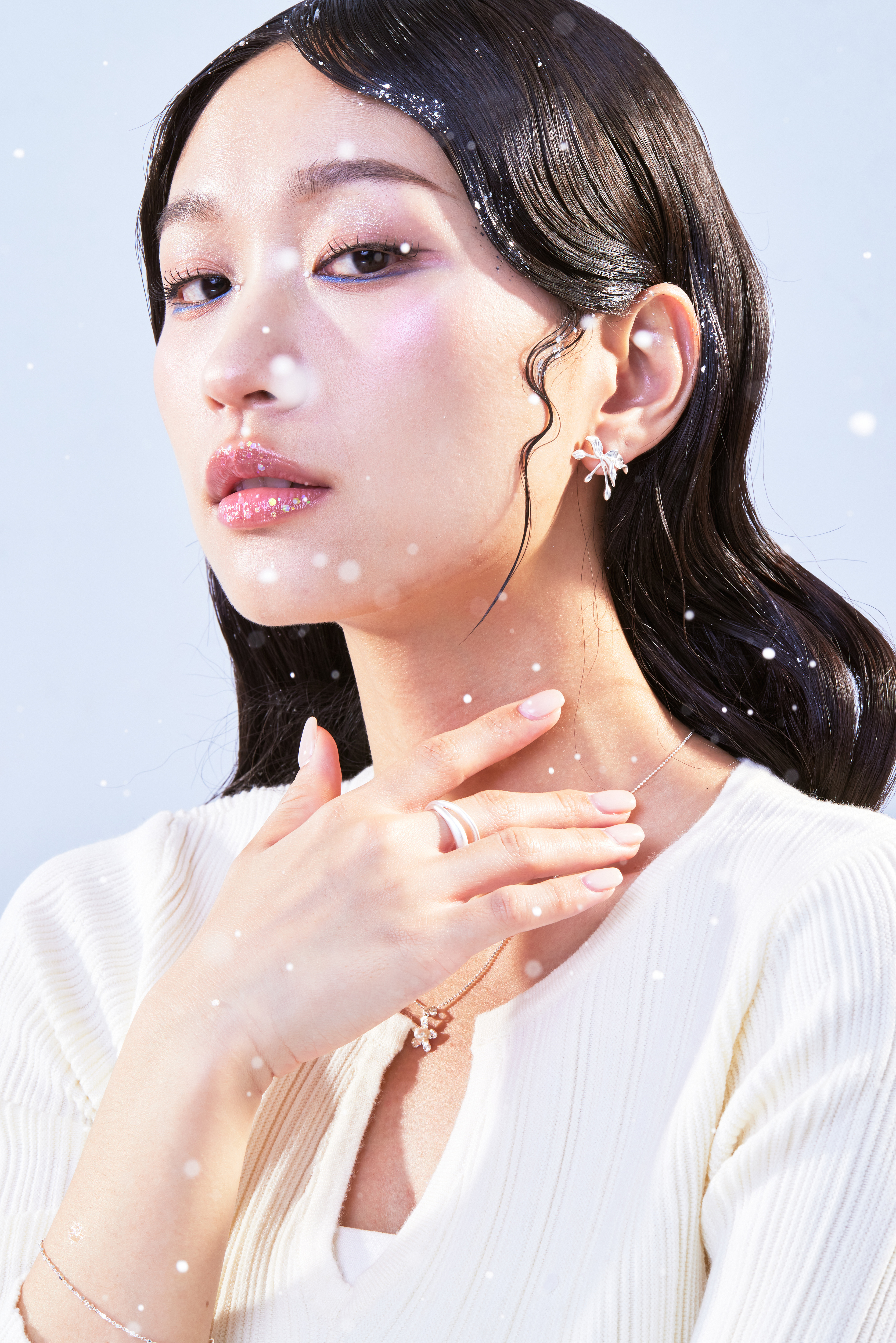 E1803  | 純銀霧面葉片耳環