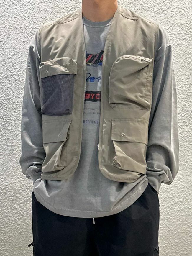 淨色拉鍊背心褸 AUDAU-003V