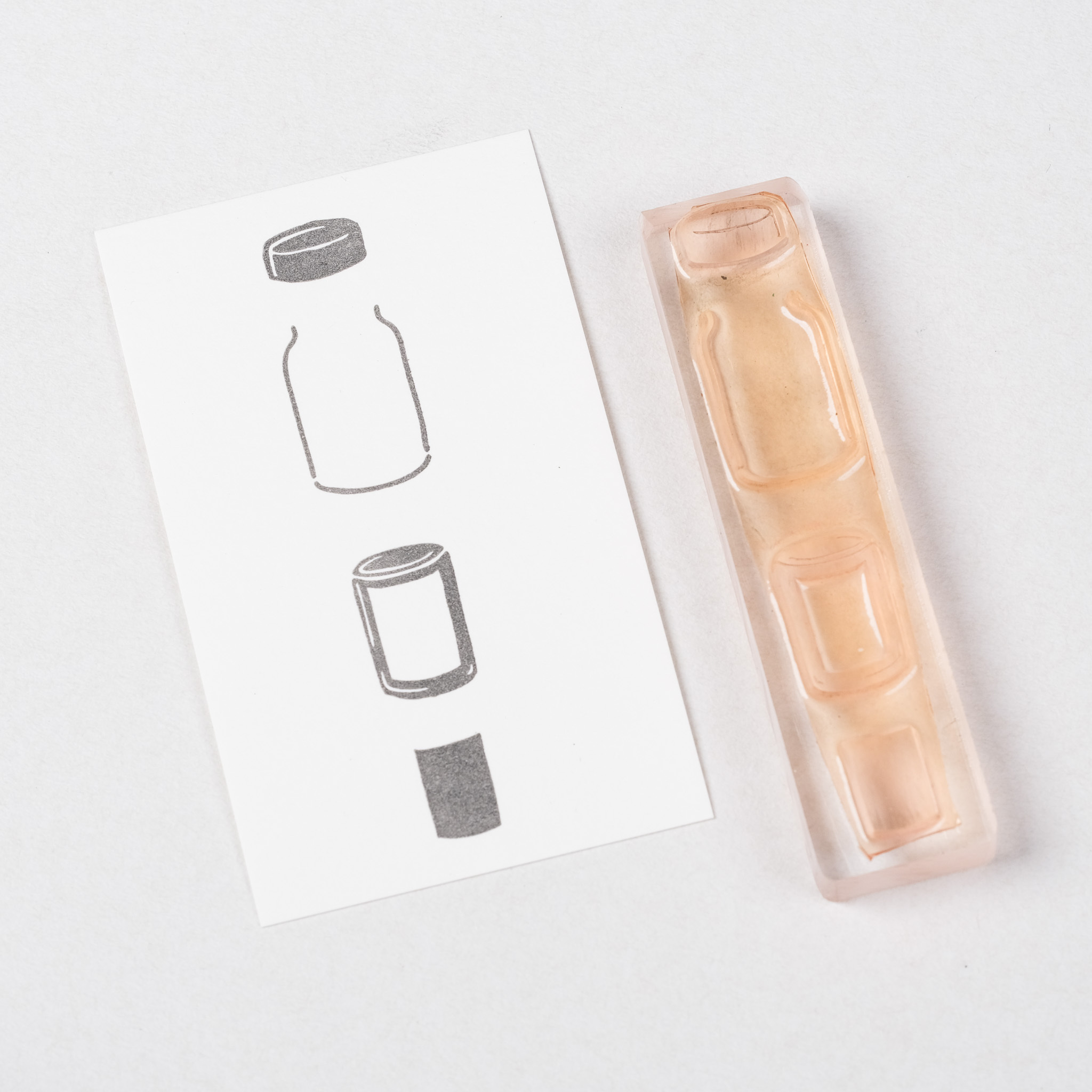 玻璃瓶 套色棒 膠版印章｜一分之一工作室 臺灣