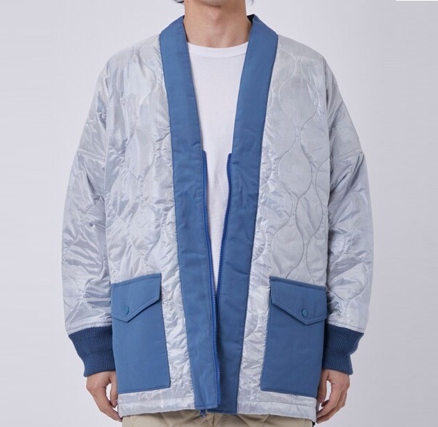 FDMTL JAPAN QUILTED HAORI JACKET - BLUE PRE ORDER ITEM (預訂中)