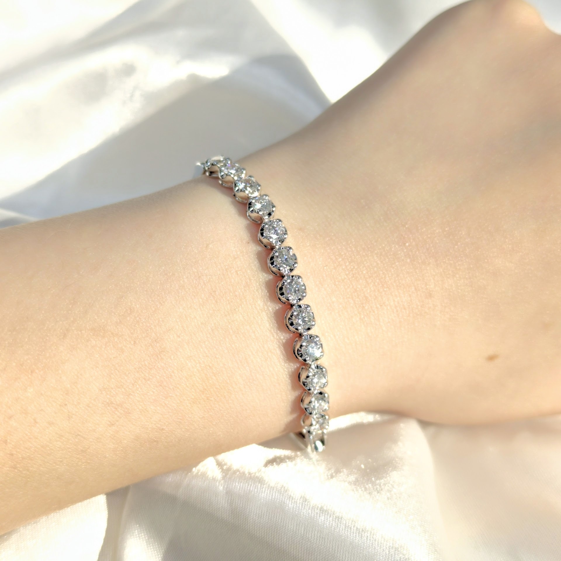 全新18K白金1卡54鑽石手鍊 鍊鈪