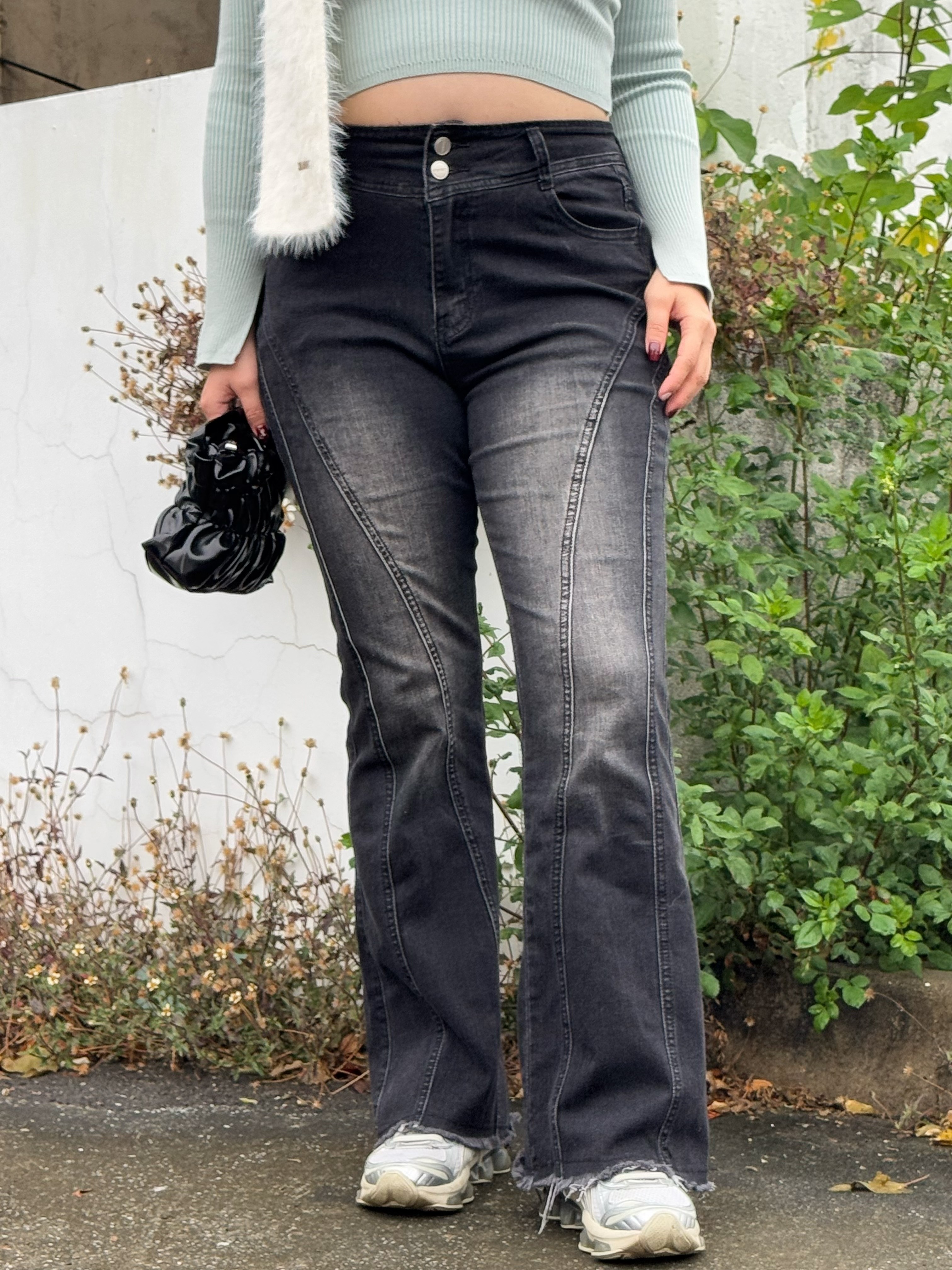 B4設計感縫線顯瘦彈力牛仔褲