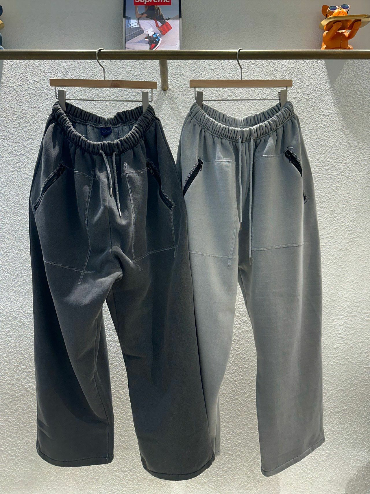 洗水淨色鬆身運動褲(薄抓毛底) AUDAU-007P