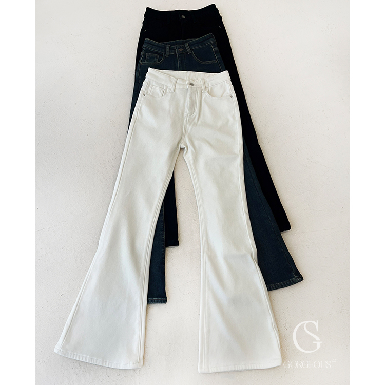 F49 現貨「高磅保暖長腿牛仔褲」