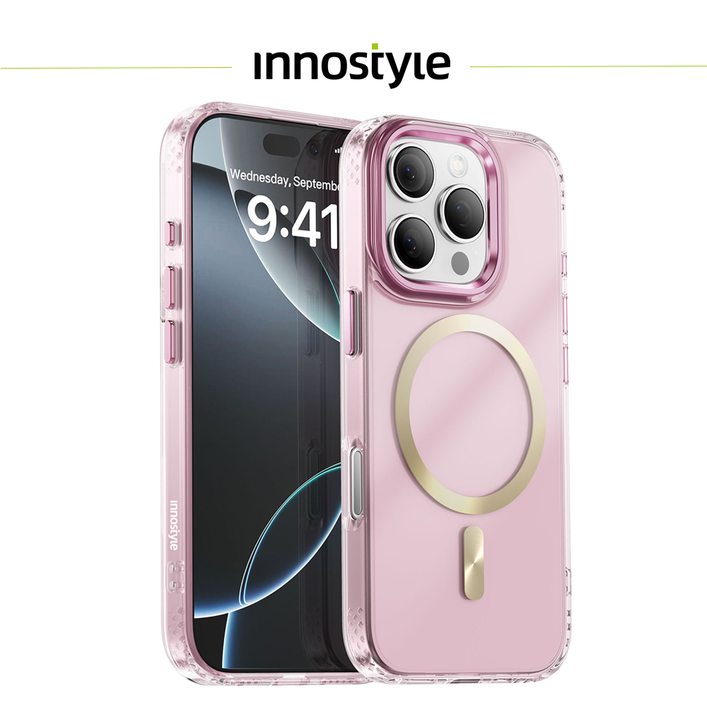 innostyle MagGuard系列 iPhone 16 Pro Max 高清磁吸防摔手機殼 透粉
