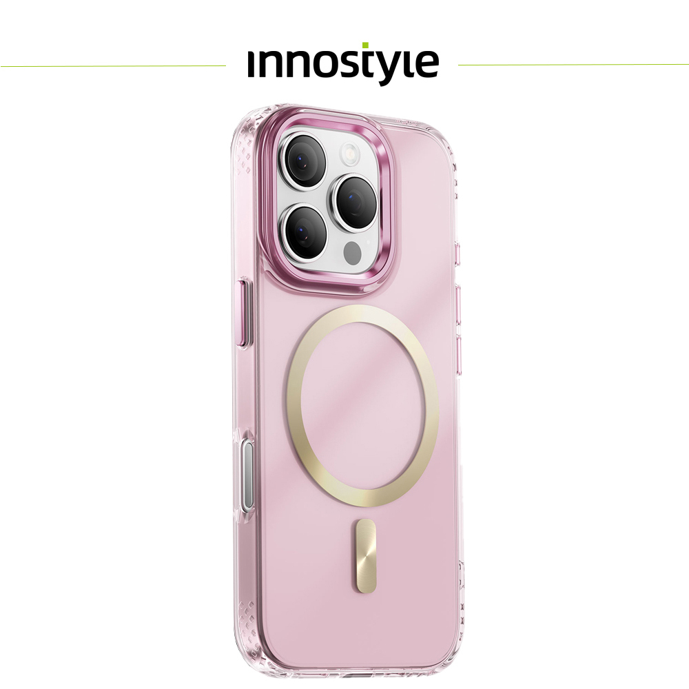 innostyle MagGuard系列 iPhone 16 Pro 高清磁吸防摔手機殼 透粉