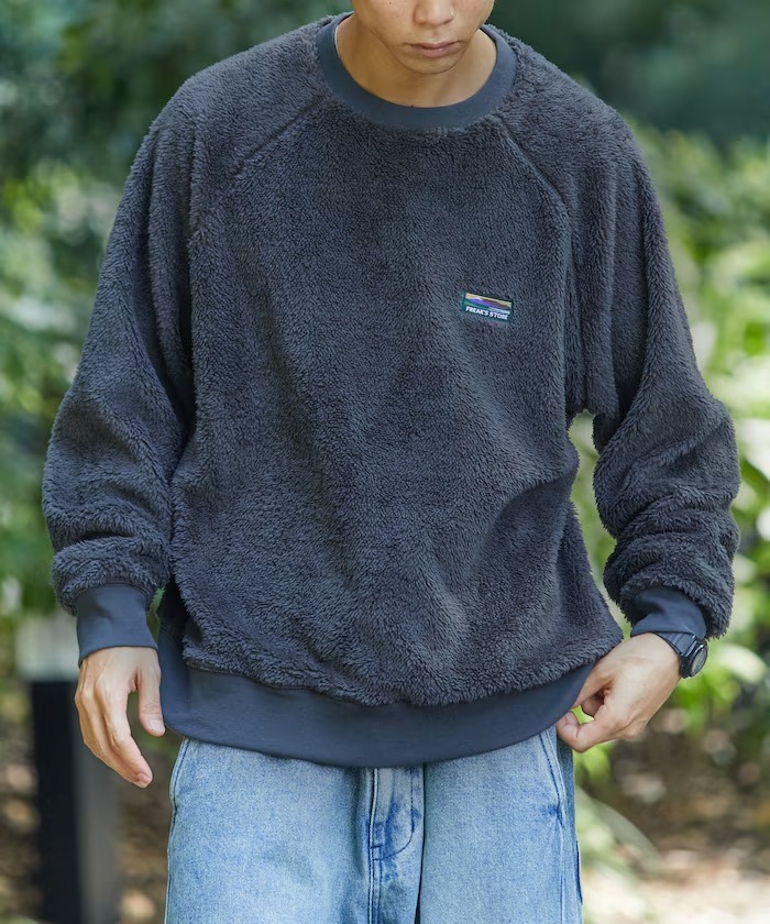 日牌 Freak's Store Relaxed Fit Raglan Sleeve Shaggy Fleece Pullover