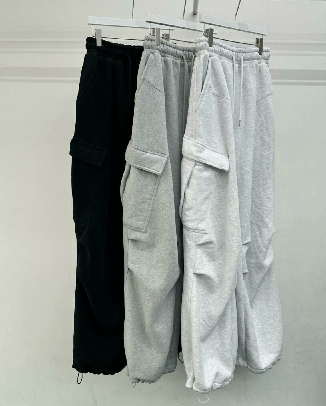 淨色工裝可束腳鬆身運動褲(薄抓毛底) WELL DONE-105P