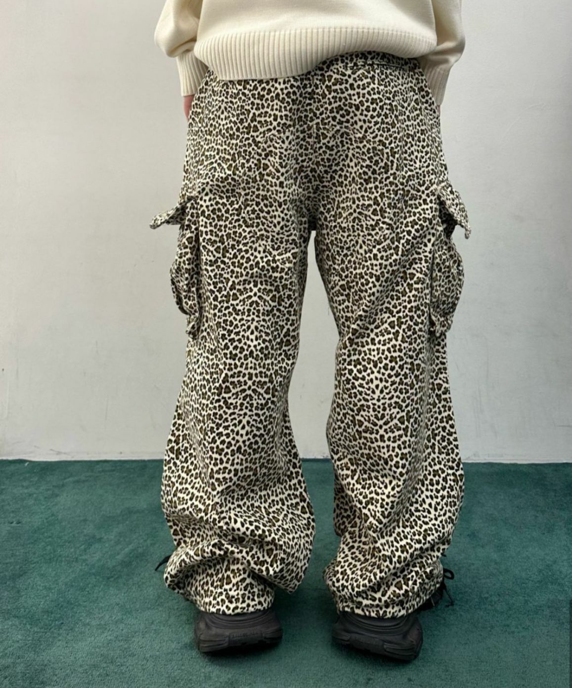 豹紋可束腳工裝鬆身褲 WELL DONE-108P