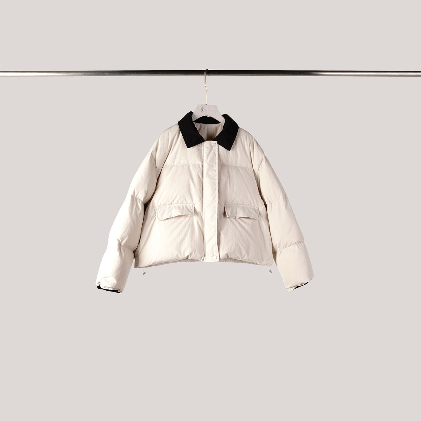 質感撞色鴨絨外套 | 奶油白