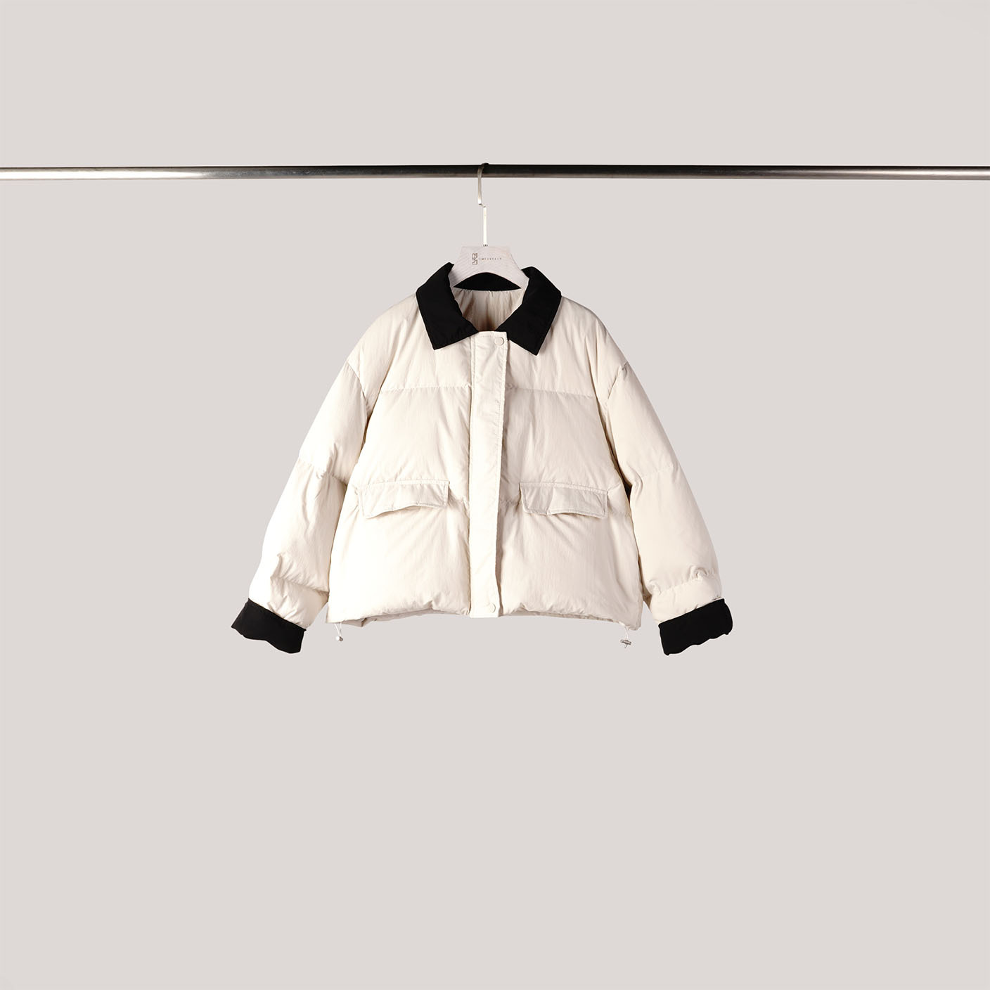 質感撞色鴨絨外套 | 奶油白