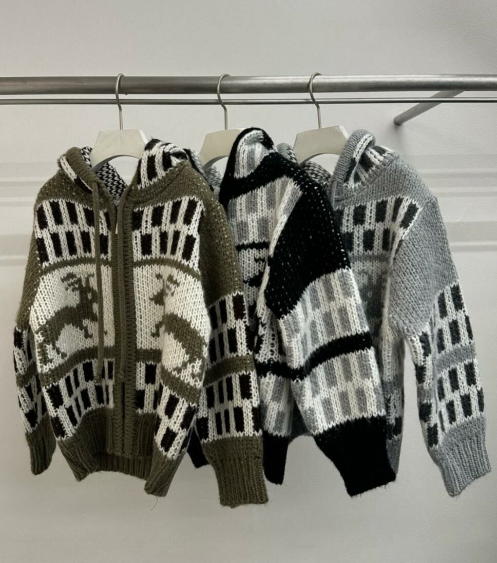 鹿圖案連帽拉鍊針織外套(童裝) WELL DONE-114JK