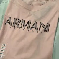 [S] ARMANI EXCHANGE LOGO LETTERING PRINT T-SHIRT,PINK, 7VYT29YJG3Z-7415 (SAX251)