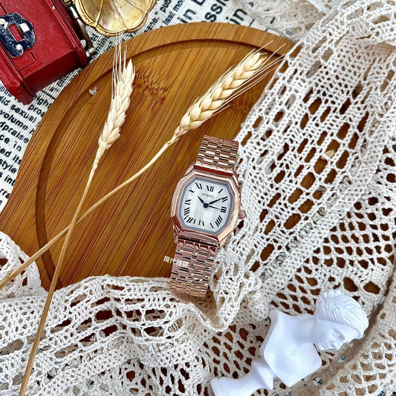 【Fossil】Harlow 永恆八芒復古羅馬數字玫瑰金色不鏽鋼女錶 ES5386 27mm 現代鐘錶