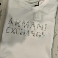 [S] ARMANI EXCHANGE BLING SIGNATURE LOGO S/S T-SHIRT,OPTIC WHITE, 7VYT36YJDTZ-1000 (SAX253)