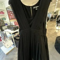 [S] KARL LAGERFELD SLEEVELESS EMBELLISHED PLEATED DRESS,BLACK, LD4PHF22-BLK [FINAL SALE] (SKL1159)